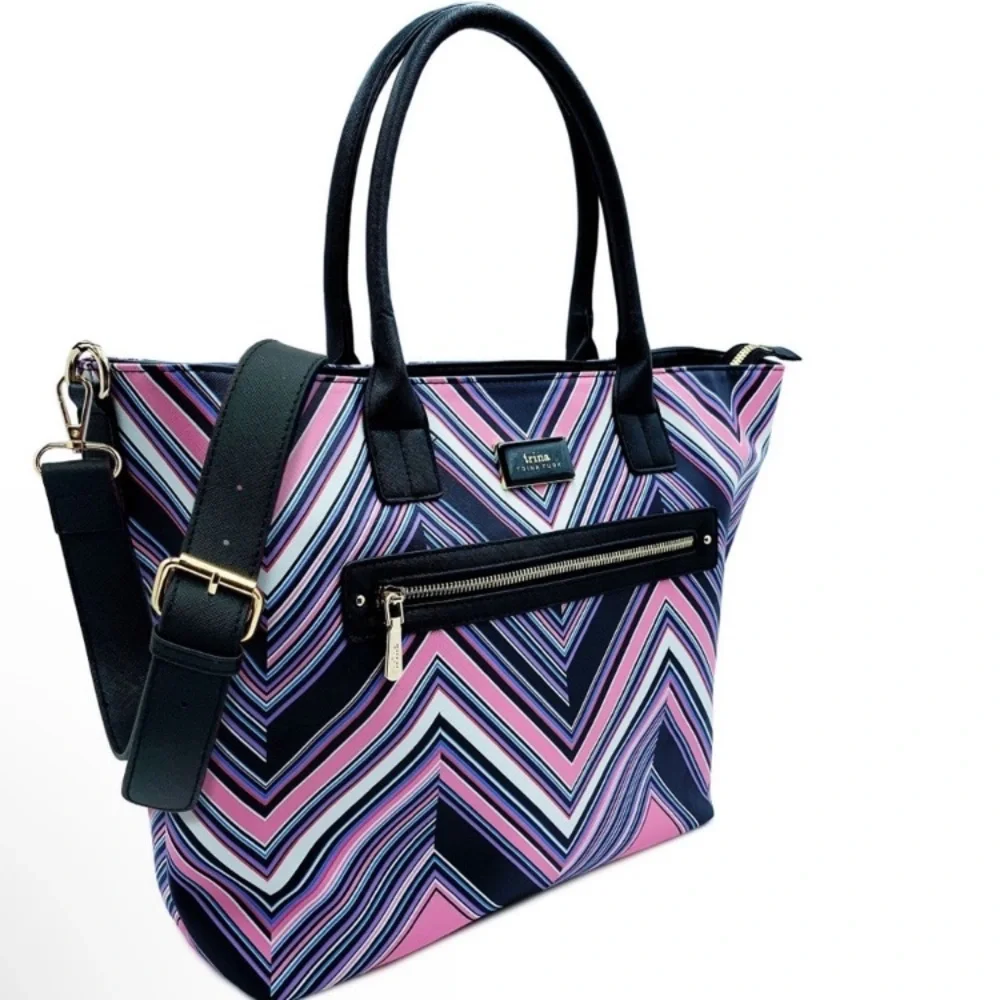 Trina Turk Chevron Print Tote  w/ Crossbody Strap NWT MSRP $148
